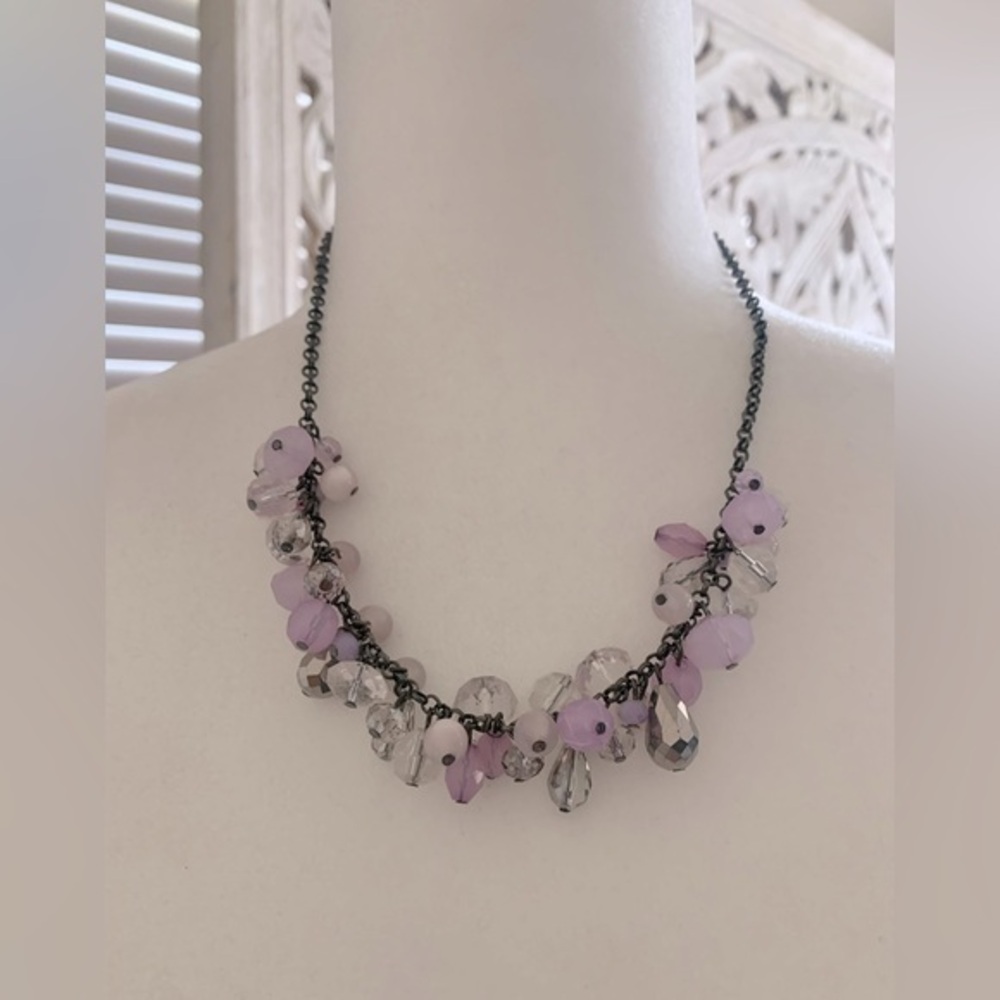 Purple and white necklace